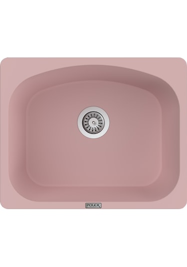Polex Cristalüx Granit Evye P-OL60 Pembe Tezgah Altı Ve Tezgah Üstü Kare Mutfak Evyesi 60x49.5 CM