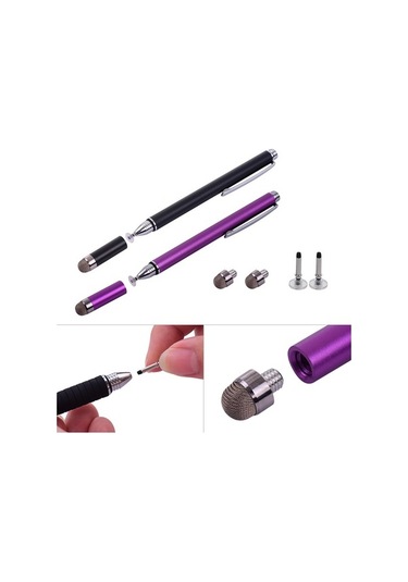 Pazly Wk-117a 2'li Kapasitif Kalem Seti, Değiştirilebilir Uçlar, Siyah/mor, 2 Adet/