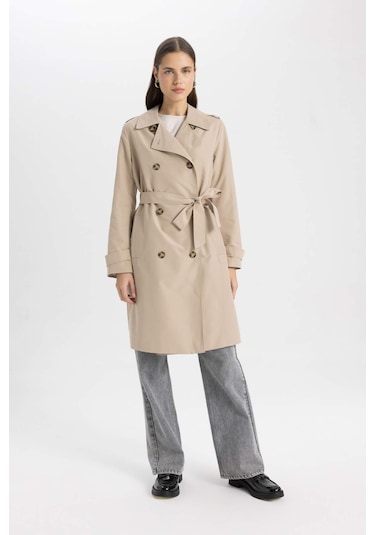 DeFacto Su İtici Mevsimlik Trençkot Kruvaze Yaka Düğmeli Cepli Kemerli Apoletli A0593AX24AUBN425 DeFacto Su İtici Mevsimlik Trençkot Kruvaze Yaka Düğmeli Cepli Kemerli Apoletli A0593AX24AUBN425