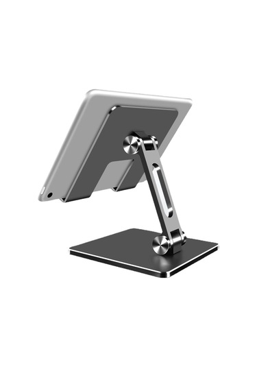Mufunye Alüminyum Çelik Masaüstü Telefon Ve Tablet Tutucu - 180 Derece Açı Ayarlı, Katlanabilir, Evrensel Uyumlu, Gri Renk