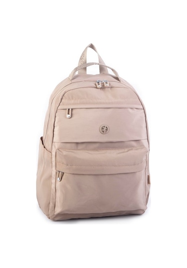 Nas Bag Extra Hafif Su Geçirmez Çok Gözlü Waterproof Unisex Sırt Çantası 30x40 Cm Vizon