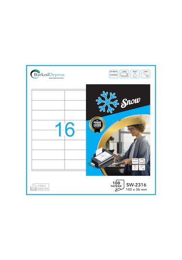 Sw-2316 Snow A4 Lazer Etiket 105 36 Mm