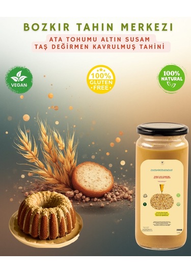 Bozkır Tahin Merkezi Yerli Ata Tohumu Altın Susam Su Değirmeni Tahini Çifte Kavrulmuş 600 G