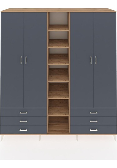 Kronos Dolap 13 Raflı 6 Çekmeceli 2 Askılı 220x59x243 Çam-antrasit/antrasit Antrasıt/antrasıt Kronos Dolap 13 Raflı 6 Çekmeceli 2 Askılı 220x59x243 Çam-antrasit/antrasit Antrasıt/antrasıt