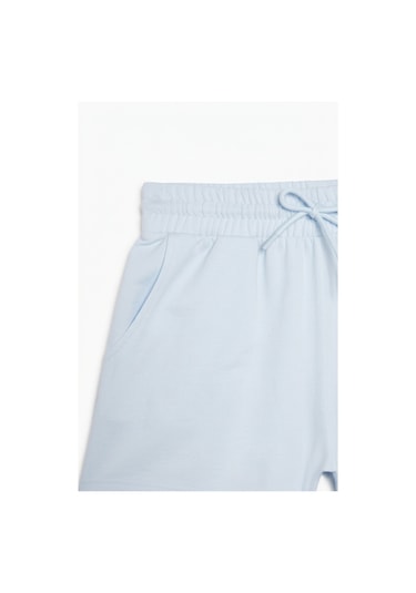 Soft&Basic Kadın Rahat Kalıp Cepli Beli Lastikli Kısa Paça Mavi Şort
