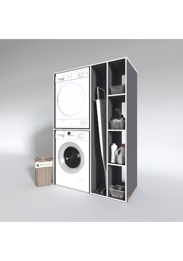 Kenzlife Çamaşır-Kurutma Makinesi Dolabı Alyusha Gri 180*120*60 Banyo Kapaksız Arkalıksız Çok Renkli