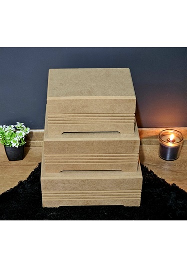 Ahşap Büyük-orta-küçük Boy 3 Lü Set Takı Saat Aksesuar Kutusu