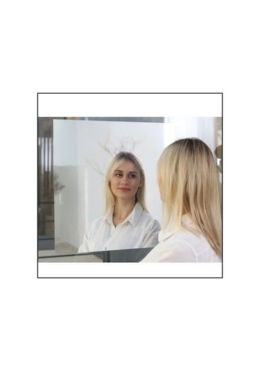 Youmex Banyo İçin Pet Malzeme Suya Yağa Dayanıklı 50x100 Cm Otomatik Yapışkan Duvar Ayna Dekoratif Arka Plan Gümüş