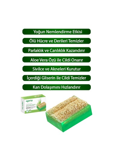 Agarta Doğal Kabak Lifli El Yapımı Aloe Vera Sabunu 2 x 125 G
