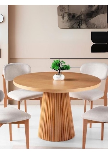 Milas Natural Ahşap Bohem Yemek Masası 130x130 Naturel