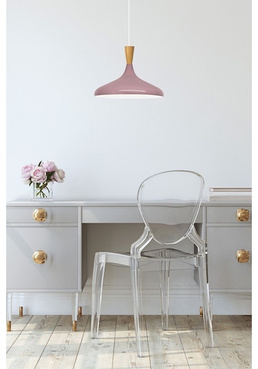 Champion Lila Ahşap Huni Tekli Avize Sarkıt Salon Mutfak Cafe Butik Lamba Aydınlatma Avizeler Lila