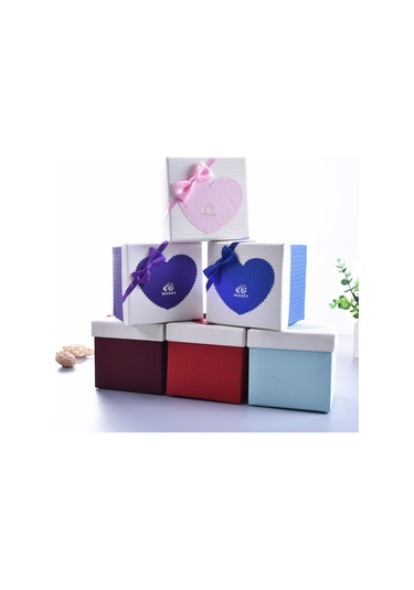 Sones Kağıt Sevgililer Günü Hediye Kutusu Fiyonklu, Özellikler: 10x10x10cm Mavi