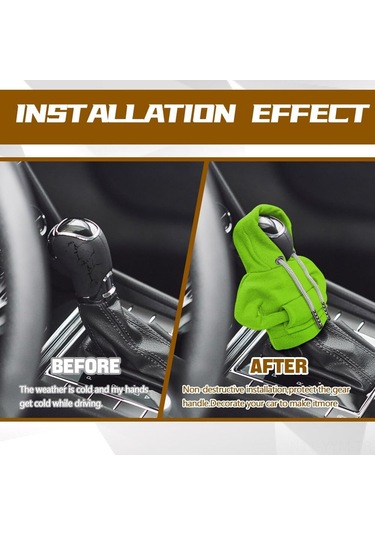 Geeksen Araba Vites Kolu Koruyucu Kılıfı - Hırka Desenli İç Dekor Aksesuarı Yeşil Renk