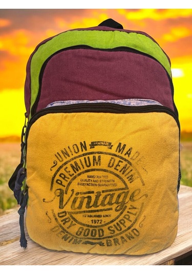 Kaliteli Vintage Disayn Sırt Gezi Çantası New Patchwork 5017 Turuncu