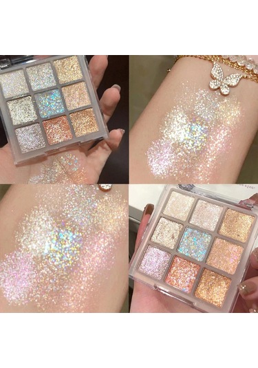 Yeni 9 Renkli Glitter Göz Farı Paleti Tam Sedefli Göz Farı Makyaj Paleti 9 Color 01