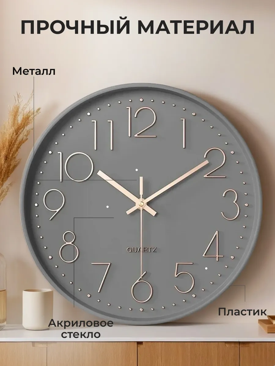 Casy Market Mutfak İçin Yuvarlak Sessiz Duvar Saati 25 Cm 373668683 Altın Rengi