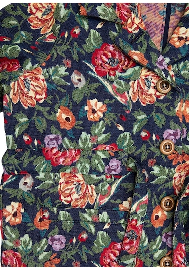 Jakarlı Çiçek Desenli Kız Çocuk Kaban 001