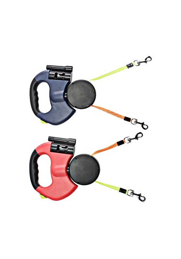 Geekyou Kırmızı Çift Kafa Otomatik Genişleyen Evcil Hayvan İpi - 3 Metre Köpek Gemi Kordonu