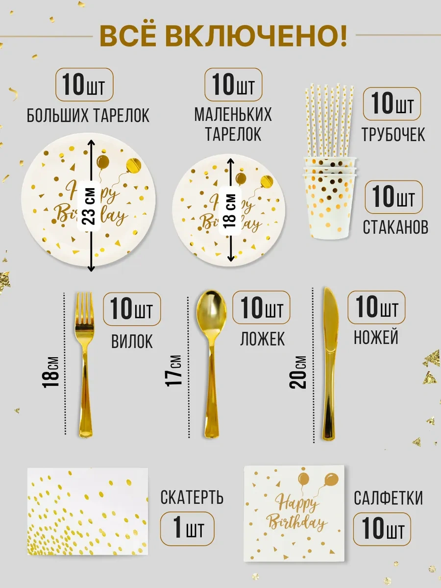 Frenco Doğum Günü İçin 10 Kişilik Tek Kullanımlık Sofra Takımı 445275039 100 adet