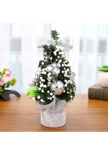 Kosona 20cm Minik Noel Ağacı - Masaüstü Dekorasyonu, Altın Ve Beyaz Tanecikli, Ev Dekoru, Noel Unsurları