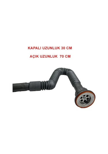 Karen Banyo Metal Süzgeçli Körüklü Lavabo Mutfak Sifonu Lavabo Gider Borusu 1.kalite Gri