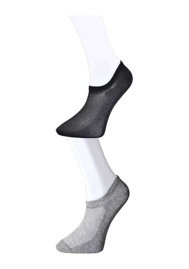 Siyah Ve Gri Erkek Görünmez Çorap 3 Çift Antra Melanj