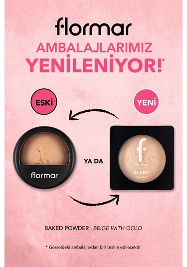 Flormar Yoğun Pigmentli Fırınlanmış Mat Pudra  - Baked Powder - 021 Beige With Gold - 8682536053532