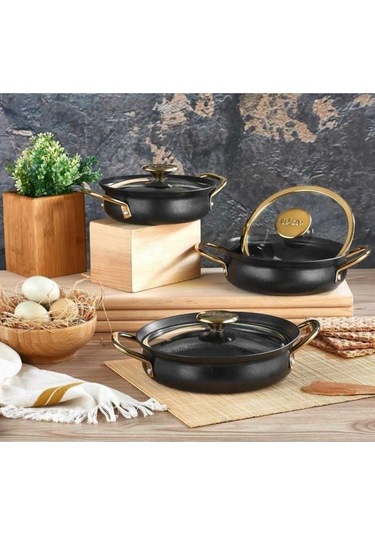 Oms Bakraç 6 Parça Granit Sahan Seti Siyah 152.3724