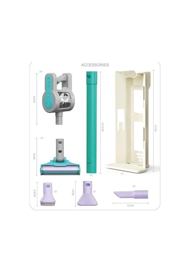 Pilli 4 Farklı Fonksiyonlu Stantlı Eğitici Oyuncak Dikey Süpürge