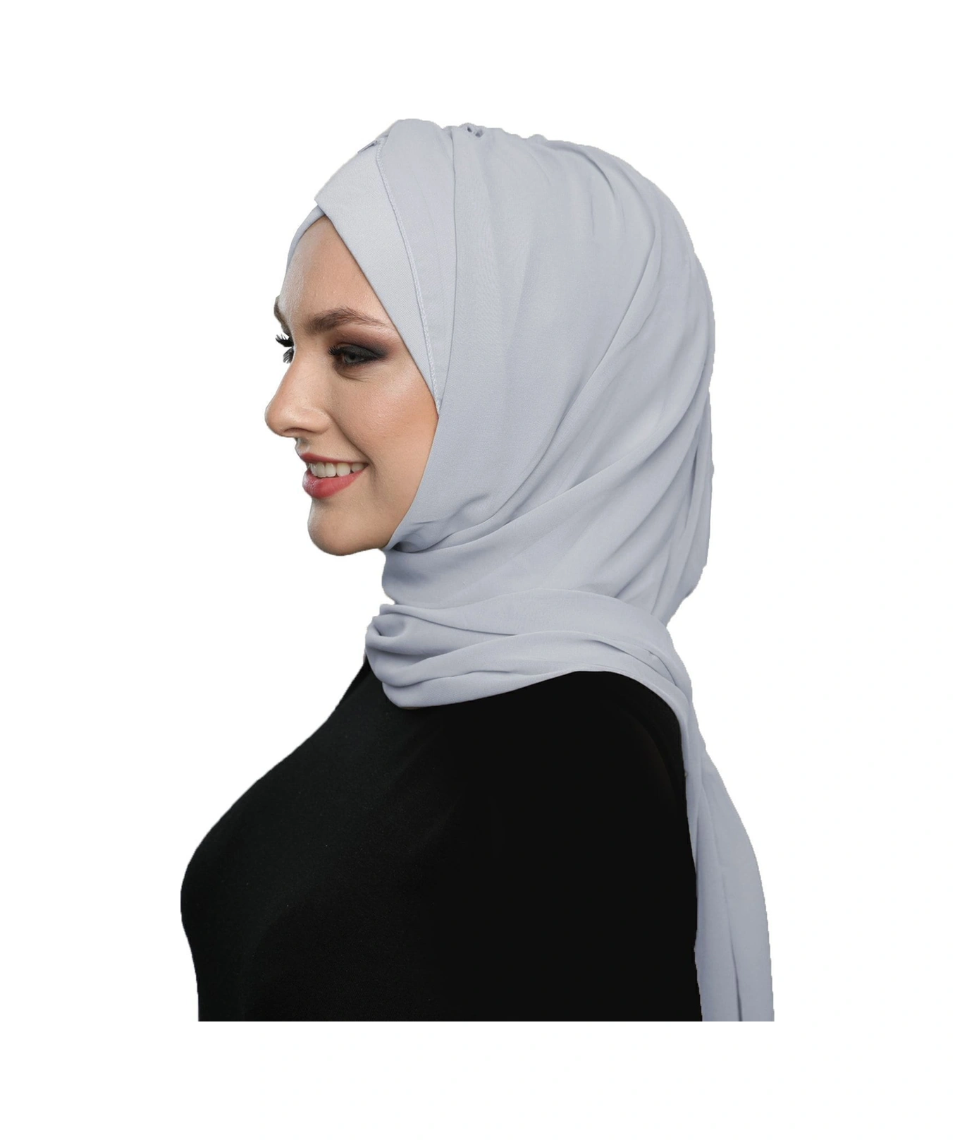 Şallı Takmatik Sade Açık Gri Hazır Türban Tesettür Bone Namaz Örtüsü Açık Gri