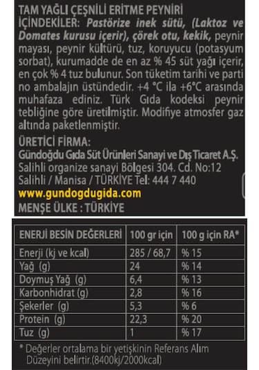Gündoğdu Aç Bitir Spicheese Kaşar Peyniri 75 G