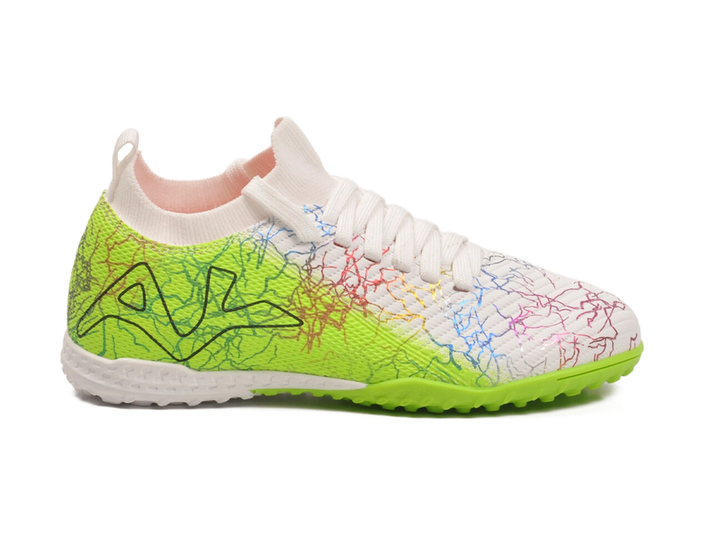 Beyaz Yeşil Bilekten Çoraplı Erkek Çocuk Halı Saha Ayakkabısı Fh-252-153 F Beyaz-neon Yeşil