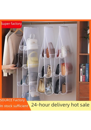 Kosona Beyaz 3 Katlı Dolap Kapısı Askılı Organizer - Toz Proof Ağ Şeritli Çantalar Ve Eşyalar İçin Katlanabilir Depolama Rafı