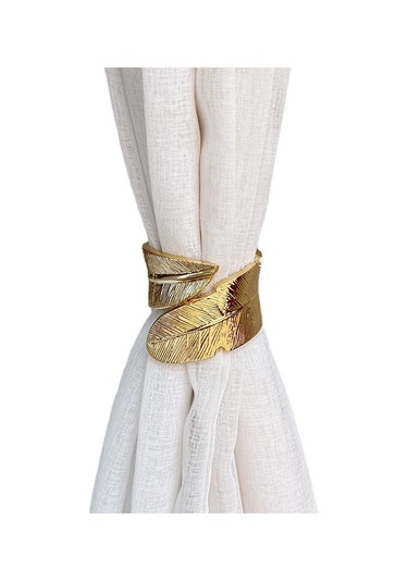 Ranyeek Zarif Yaprak Desenli Metal Makyajlı Piyano Telli Perde Bağlayıcı - Delme Yok, Kolay Kurulum, Gümüş Renk