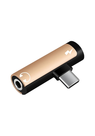 Snapbuyusb-c 3.5mm Kulaklık Adaptörü 2'si 1 Arada Xiaomi Huawei İçin Bej
