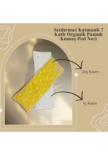 Bezhane Baby 7 Katlı Yıkanabilir Bebek Pedi Sarı Yıldız Desen 1 Numara Standart