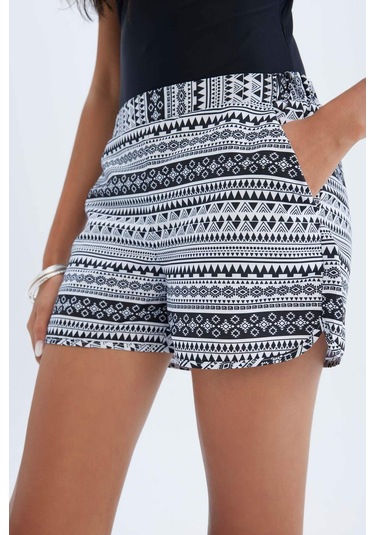 DeFacto Regular Fit Etnik Desenli Deniz Şortu-Fall in Love T5232AZ24SMBK27