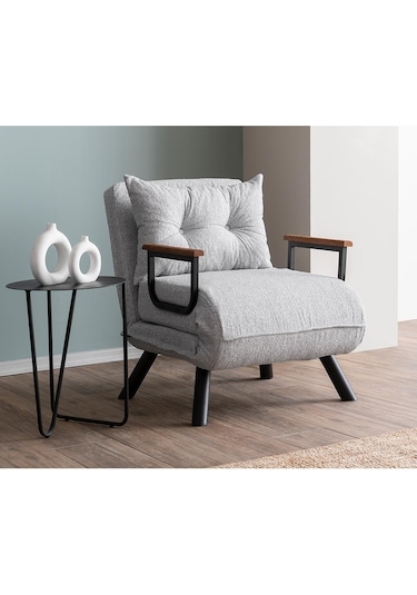 Pafu Sando Tekli Katlanır Yataklı Koltuk Teddy Gri