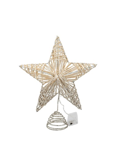 Suntek Ağacı Topper İç Mekan Kullanımı Işıklı Yılbaşı Süsleme Gümüş 20 CM