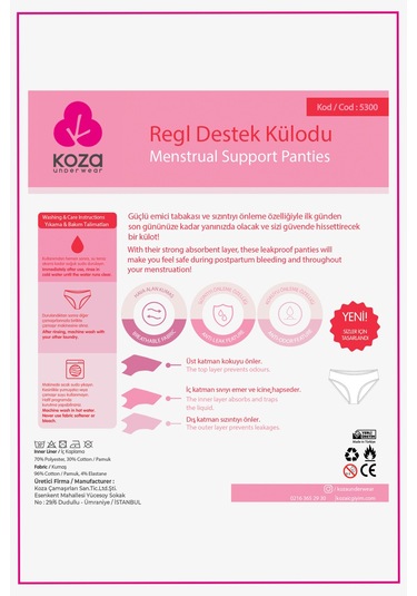 2 Adet Siyah Yıkanabilir Regl Peroid Destek Külodu 5300-a2 Siyah