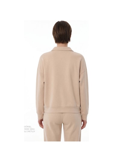 Penti Pastel Bej Polo Yaka Modal Sweatshirt