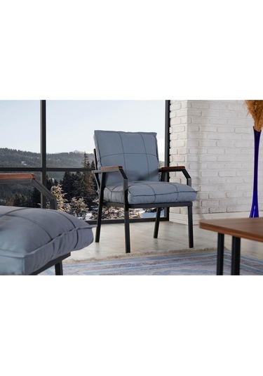 Mygusi Hayal Balkon, Bahçe, Cafe - Metal Kanepe Koltuk Takımı - 2+1+1 Sehaplı Mavi