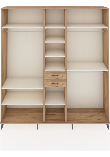 Hyperion Dolap 10 Raflı 2 Çekmeceli 3 Askılı 220x44x243 Çam-aytaşı/çam Aytası/atlas Çam