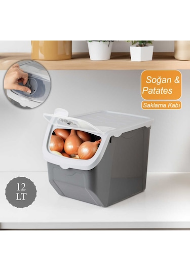 Porsima Coral Çok Amaçlı Patates Soğan Saklama Kutusu 12l - G...
