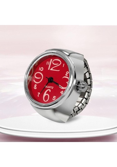 Kırmızı İzle Yüzük Erkekler Kadınlar Için Parmak Yuvarlak Kuvars Takı Paslanmaz Çelik Yüzük Sevgilisi Çifti Saatler Kırmızı