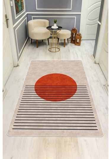 Modern Desenli Dijital Baskı Kaymaz Taban Halı H0958 Renkli