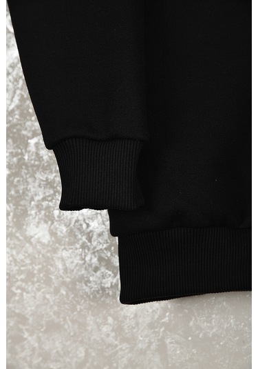 Çocuk Kobe Oversize Baskılı Pamuklu Uzun Kollu Bisiklet Sweatshit Siyah