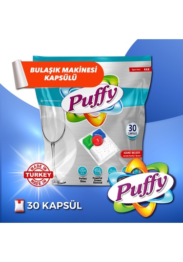 Puffy Hepsi Bir Arada Bulaşık Makinesi Deterjanı Kapsül 30 Yıkama