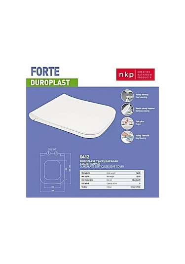 NKP  FORTE YAVAŞ KAPANIR KLOZET KAPAĞI