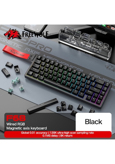 F68 Pro Oyun Klavyesi Manyetik Switch 3 Modlu Kablosuz Bluetooth Kablolu, 8k/1k Rgb Klavye